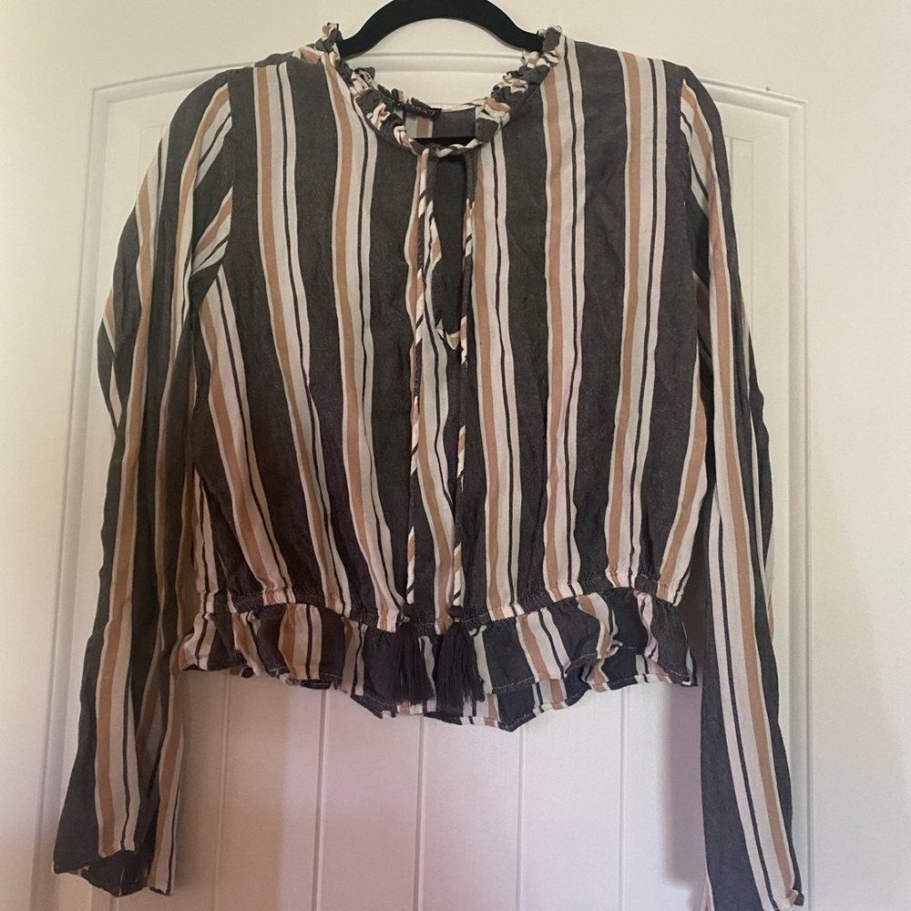 Stripped Long Sleeve Blouse